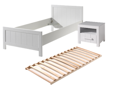 Vipack Erik Kids Single Bed With Slats & Bedside Drawer - White