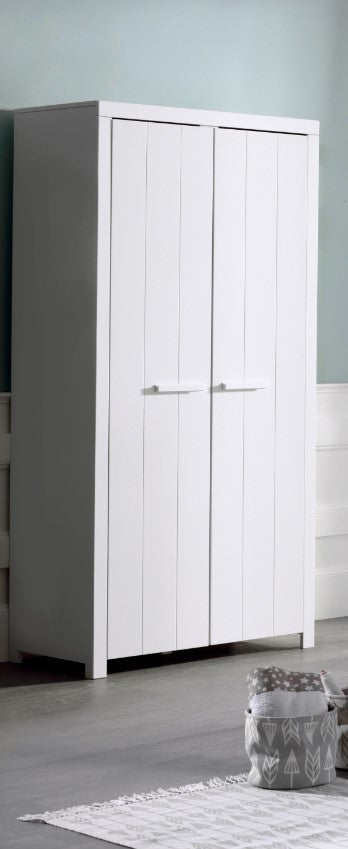Vipack Erik Kids Single Bed With Bedside Drawer, 2 Door Wardrobe & Desk - White