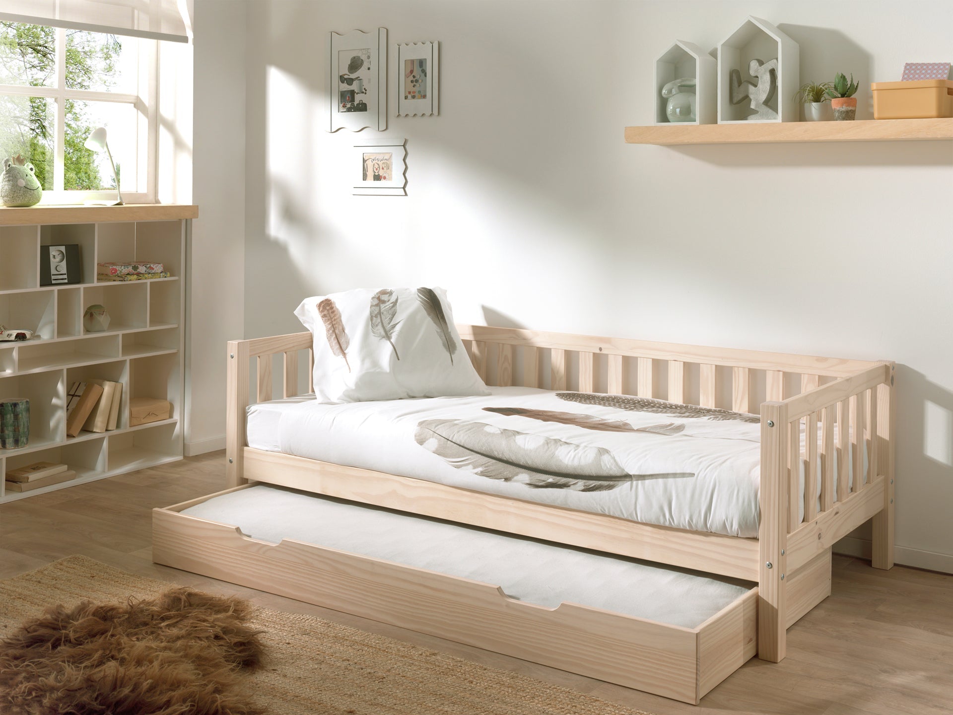 Vipack Fritz Kids Captain Bed With Trundle - Natural Pine