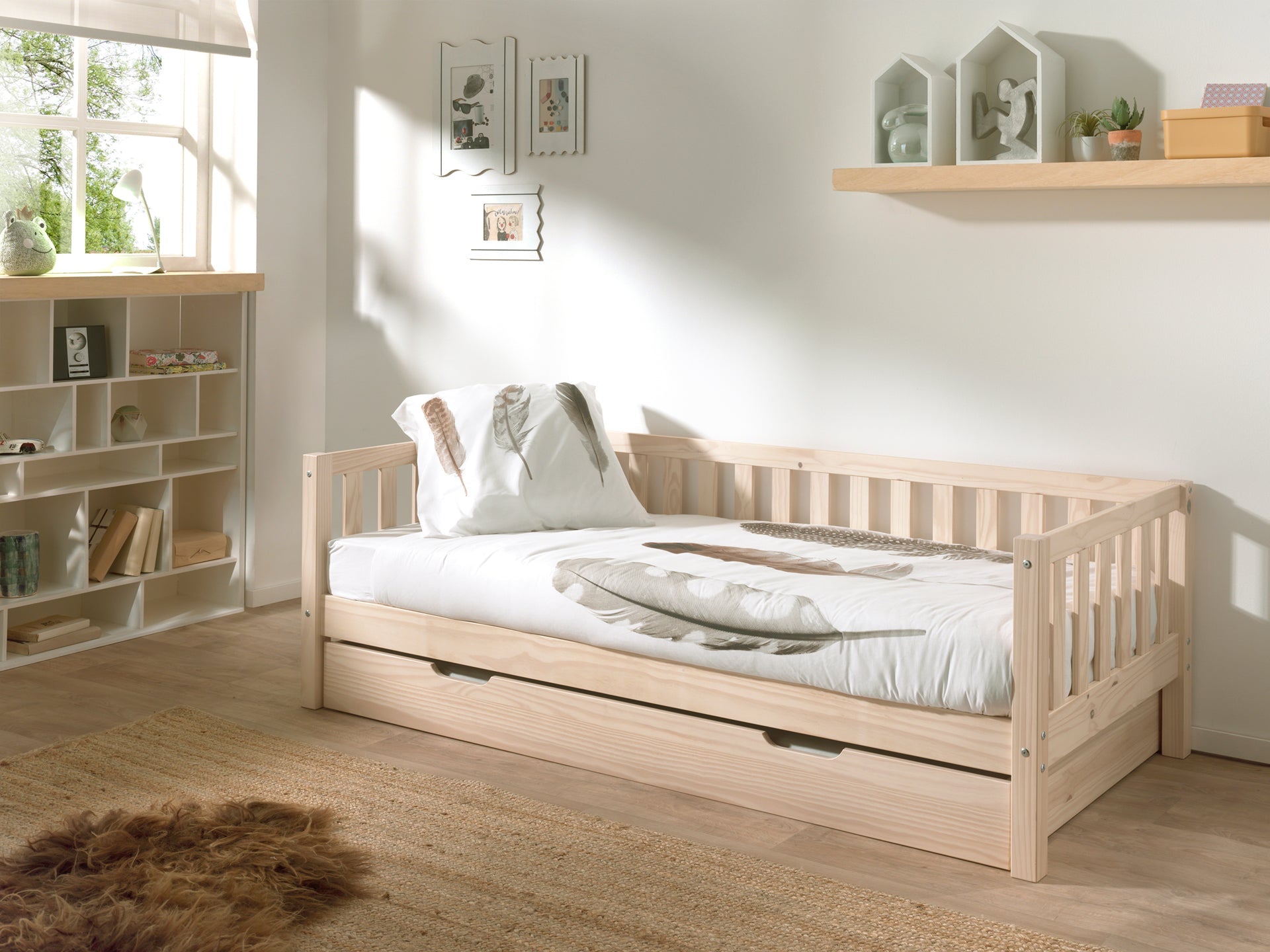 Vipack Fritz Kids Captain Bed With Trundle - Natural Pine