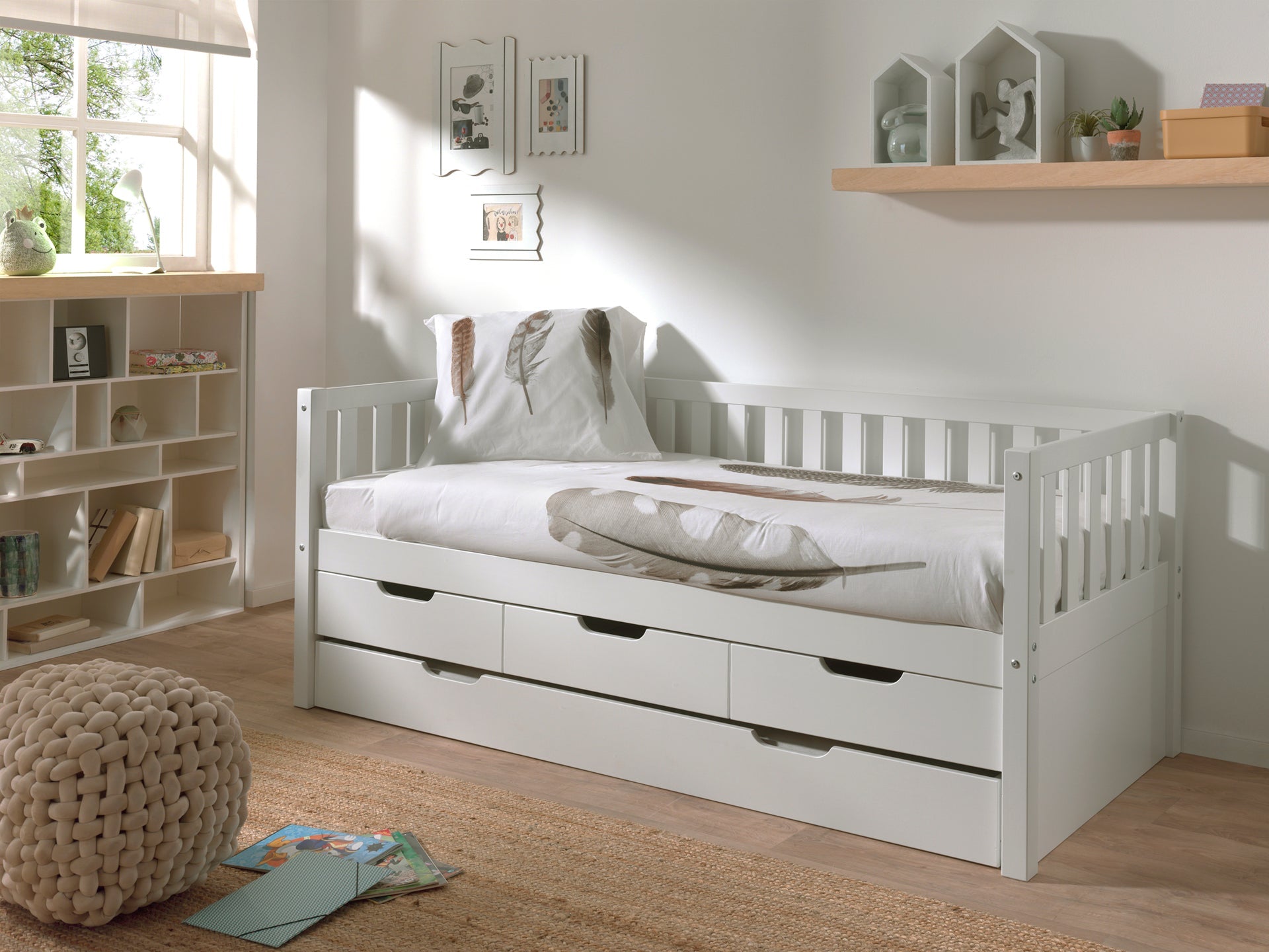 Vipack Fritz Kids Captain Bed with 3 Drawers & Trundle - White