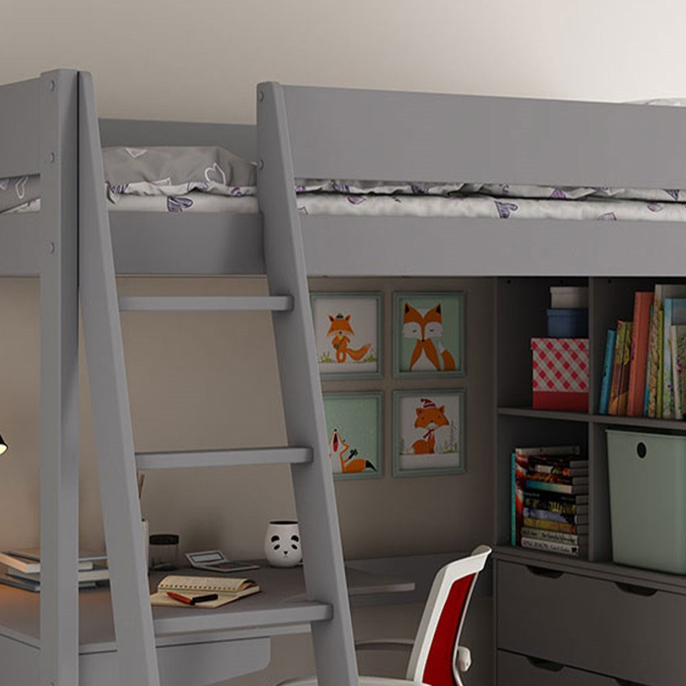 Estella High Sleeper with Chest, Storage Cubes & Desk