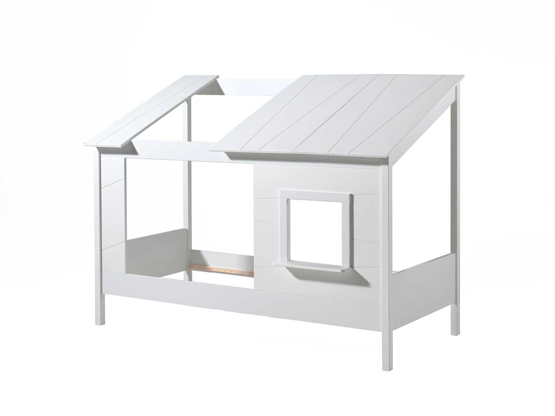 Vipack Cabin House Bed with Roof, Window, Blinds & Trundle - White