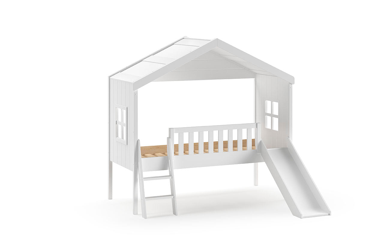 Vipack House Bed with Slide & Ladder - White