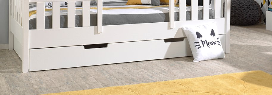 Vipack Babs Kids Cabana House Bed With Trundle - White & Natural