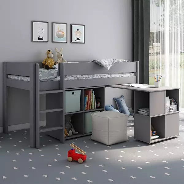 Estella Mid Sleeper Bed with Desk & Storage Cube