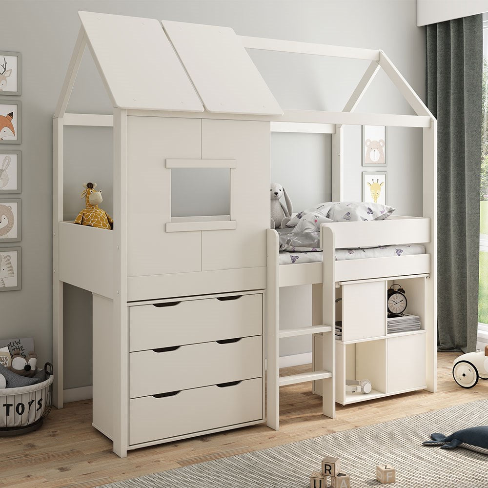 Kids Avenue Midi Playhouse Bed with Desk & Drawers