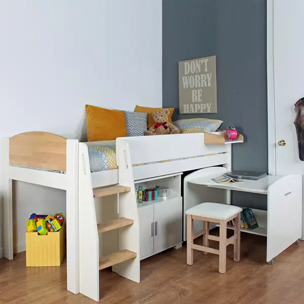 Urban Birch Mid Sleeper 2 Bed with Desk and Storage