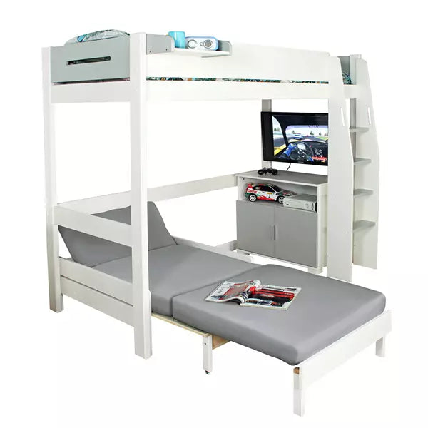 Urban Grey High Sleeper 3 Bed with Sofa Bed & 2 Door Storage Cupboard