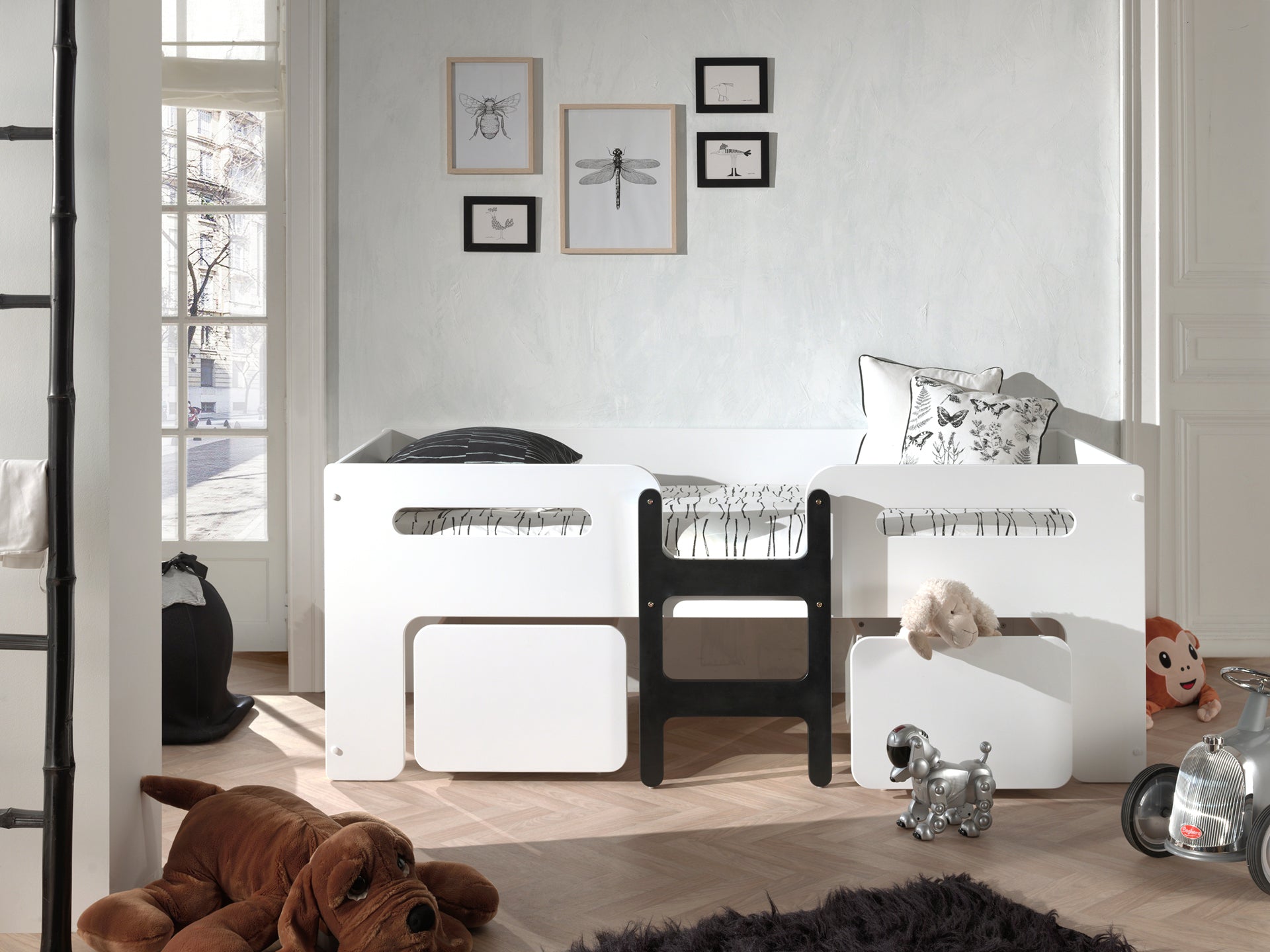 Vipack Luca Mid Sleeper Kids Bed with Storage Drawers - White