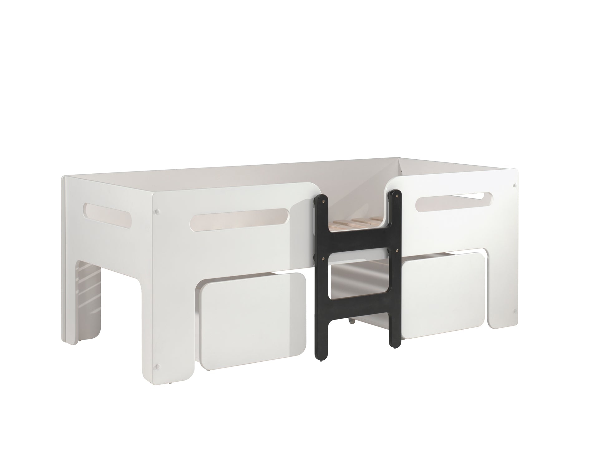 Vipack Luca Mid Sleeper Kids Bed with Storage Drawers - White