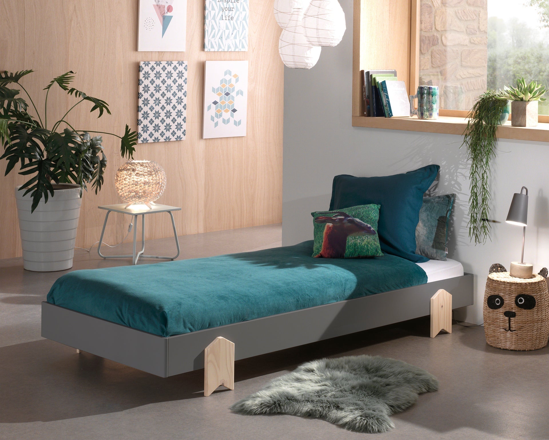 Vipack Modulo Arrow Kids Single Stacker Bed - Grey