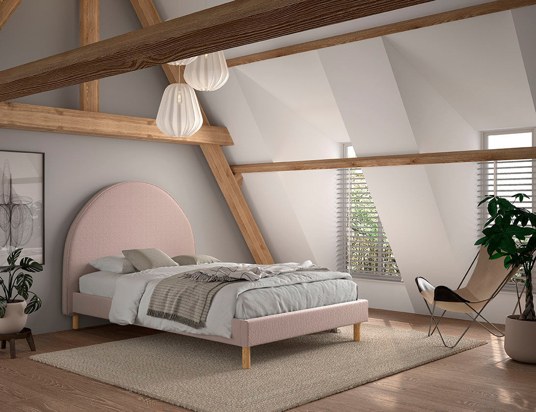 Vipack Moon Boucle Double Bed 140cm x 200cm - Pink