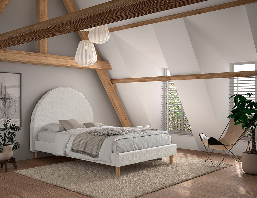 Vipack Moon Boucle Double Bed 140cm x 200cm - White