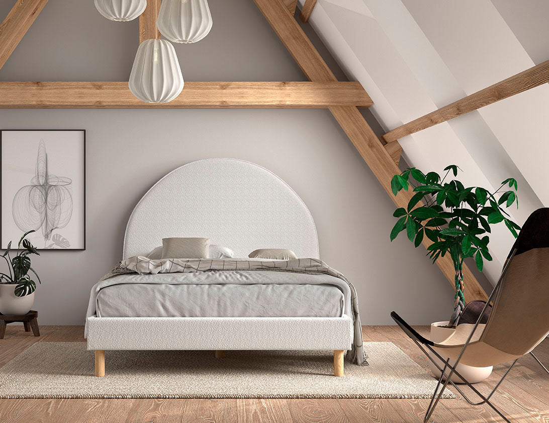 Vipack Moon Boucle Double Bed 140cm x 200cm - White