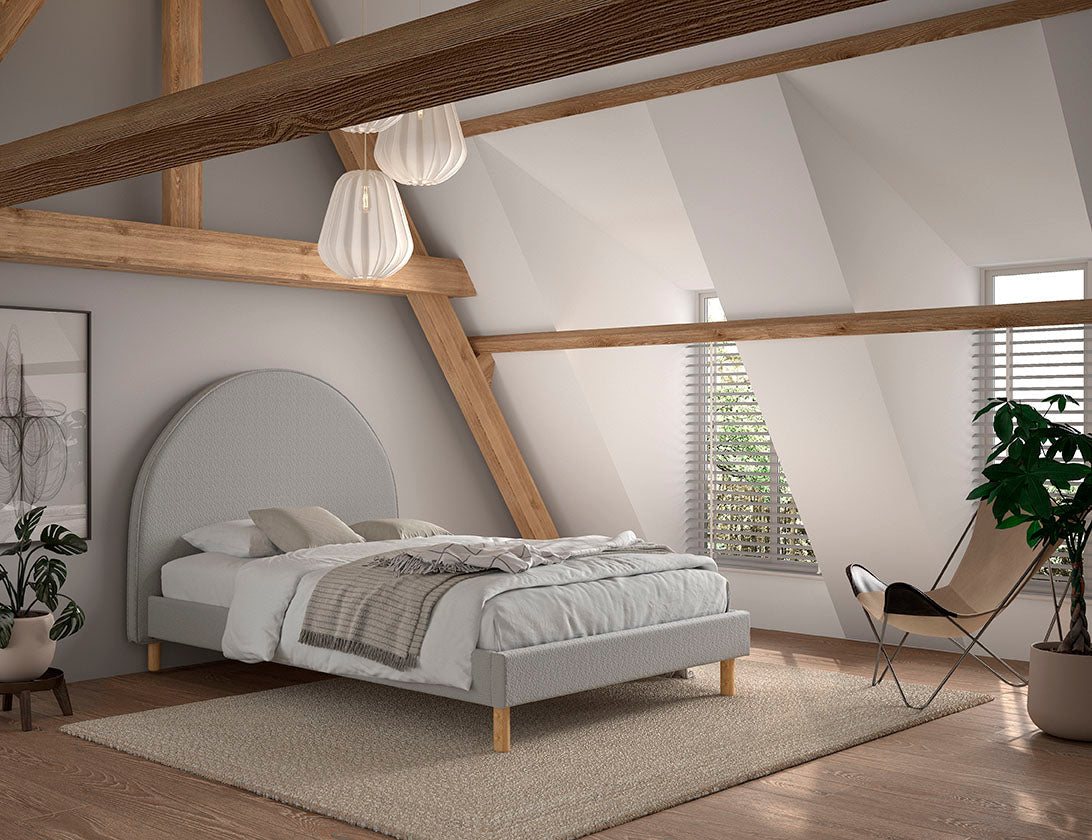 Vipack Moon Boucle Double Bed 140cm x 200cm - Grey