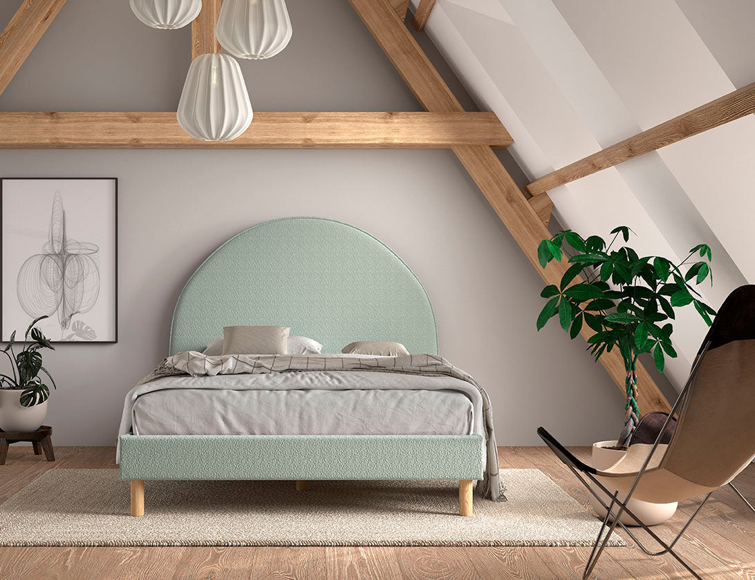 Vipack Moon Boucle Double Bed 140cm x 200cm - Olive Green