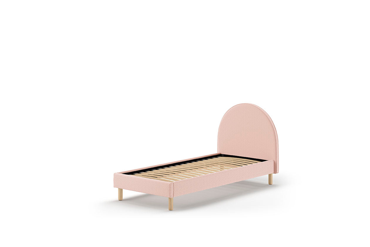 Vipack Moon Upholstered Kids Single Bed - Pink Boucle