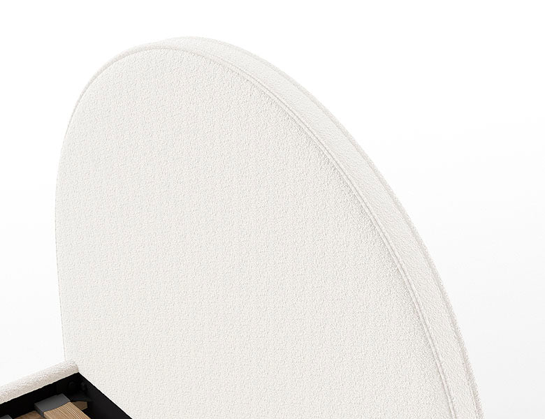 Vipack Moon Upholstered Kids Single Bed - White Boucle