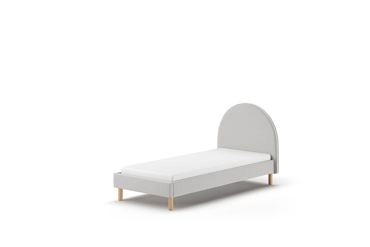 Vipack Moon Upholstered Kids Single Bed - Grey Boucle