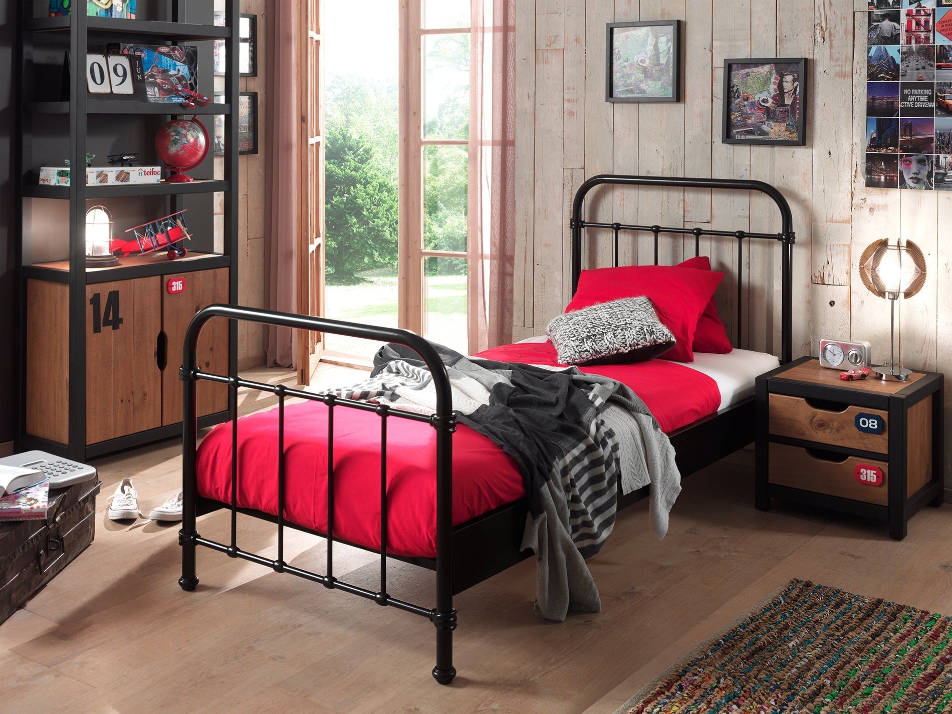 Vipack New York Kids Single Metal Bed - Black