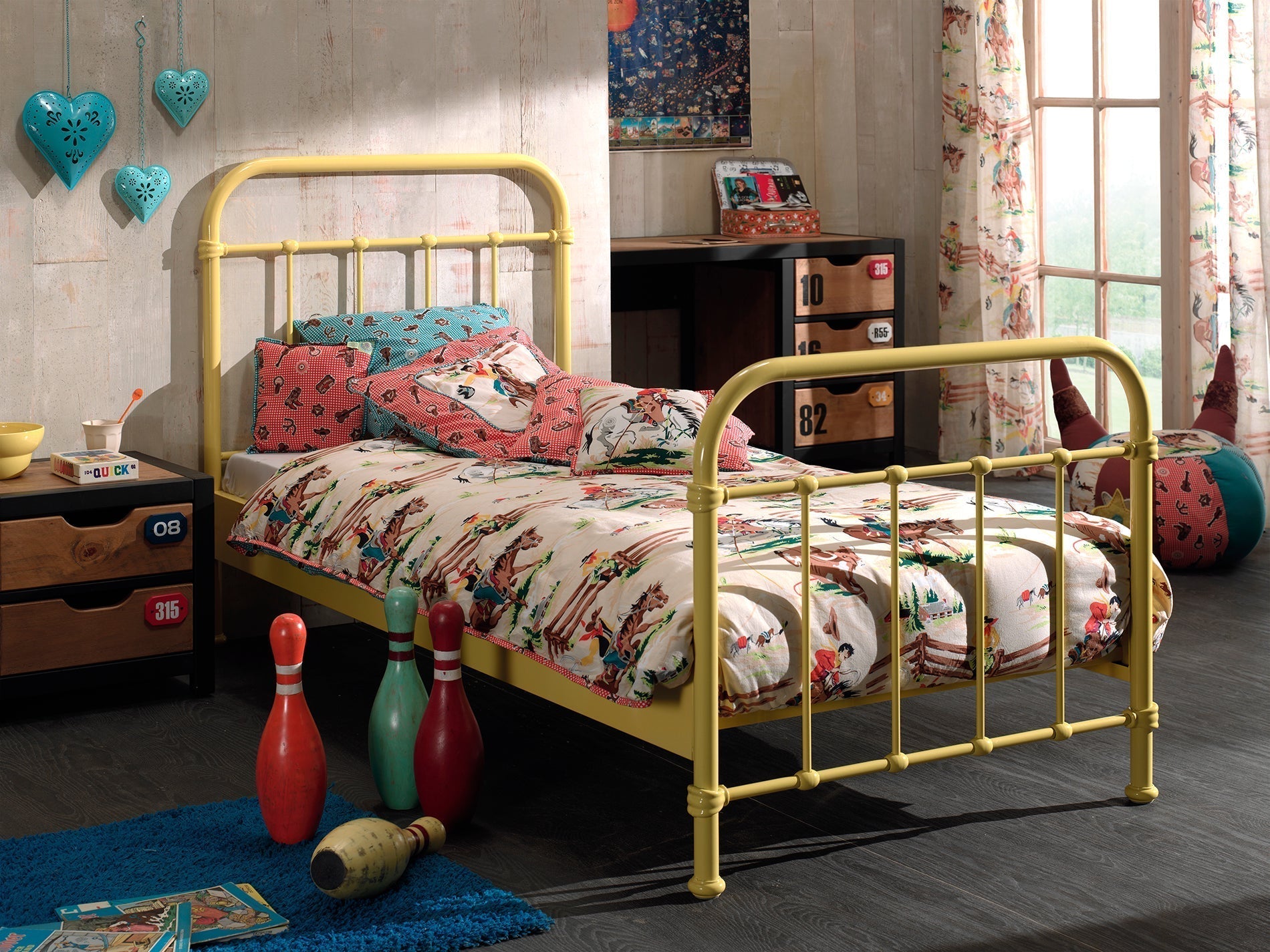 Vipack New York Kids Single Metal Bed - Yellow