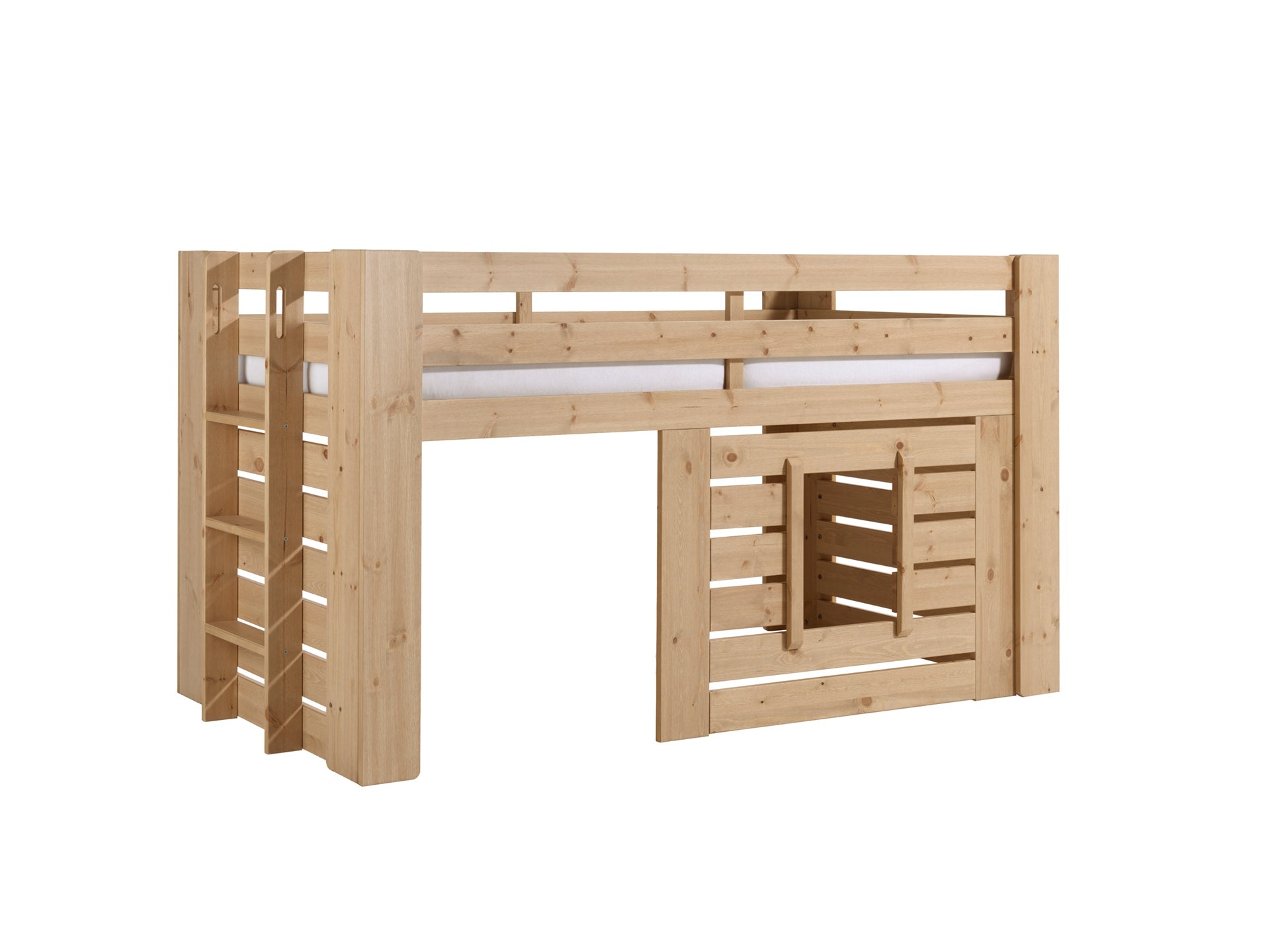 Vipack Mid Sleeper Kids Bed with Play Den - Natural Wood