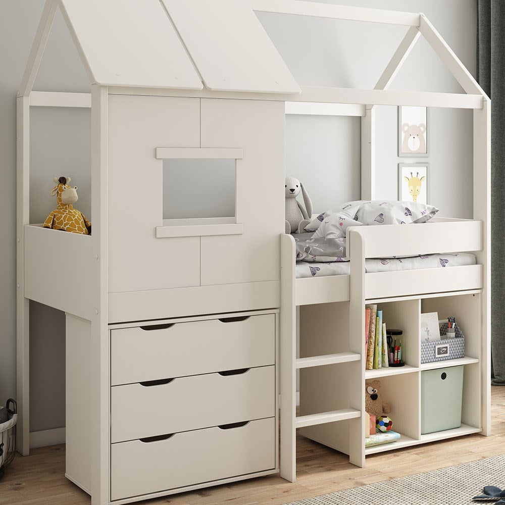Kids Avenue Midi Playhouse Bed with Storage Cube and Drawers