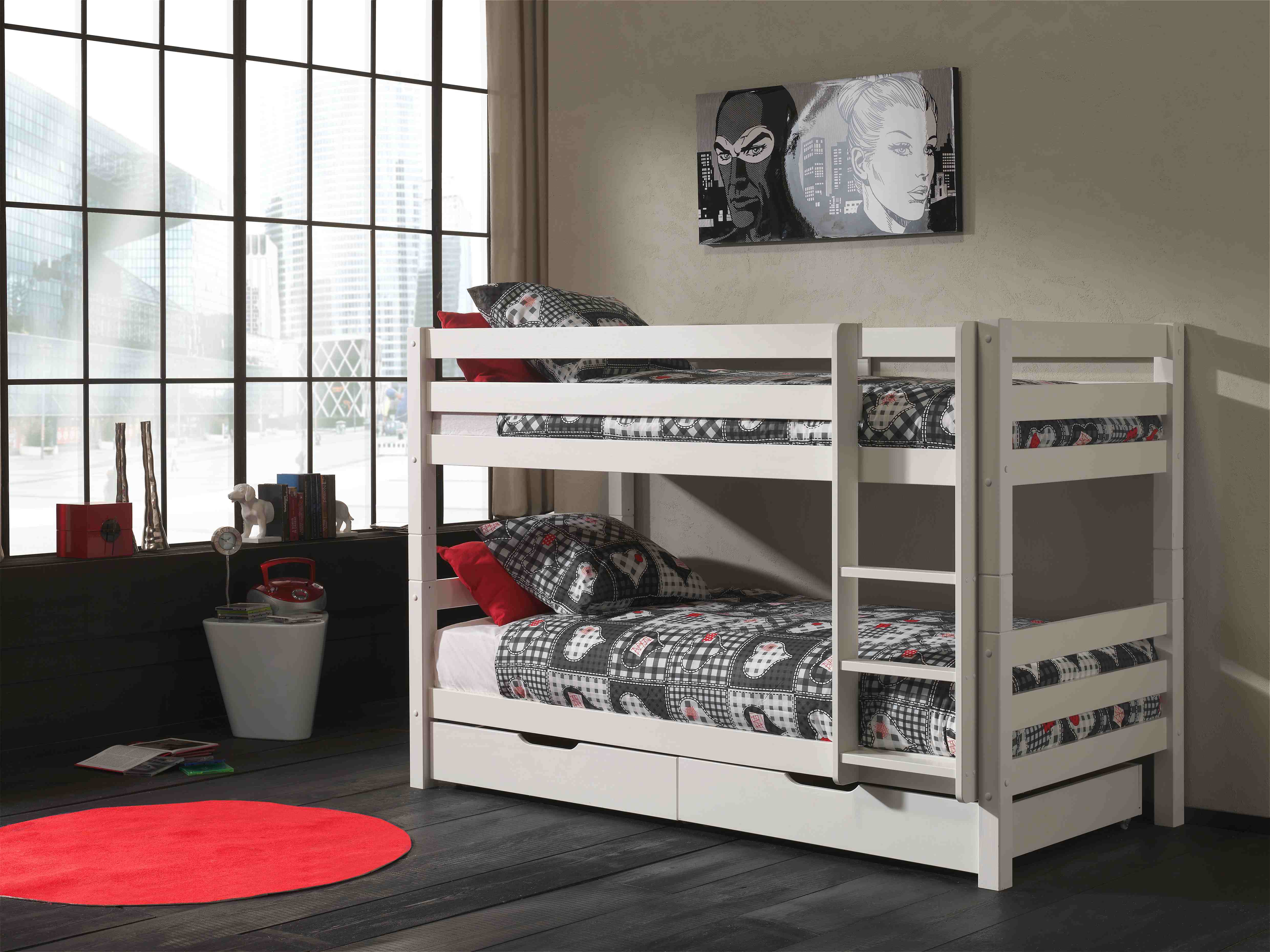 Vipack Pino Kids Bunk Bed 140cm Height - White
