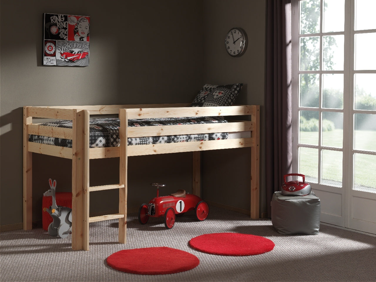 Vipack Pino Mid Sleeper Kids Bed - Natural Wood