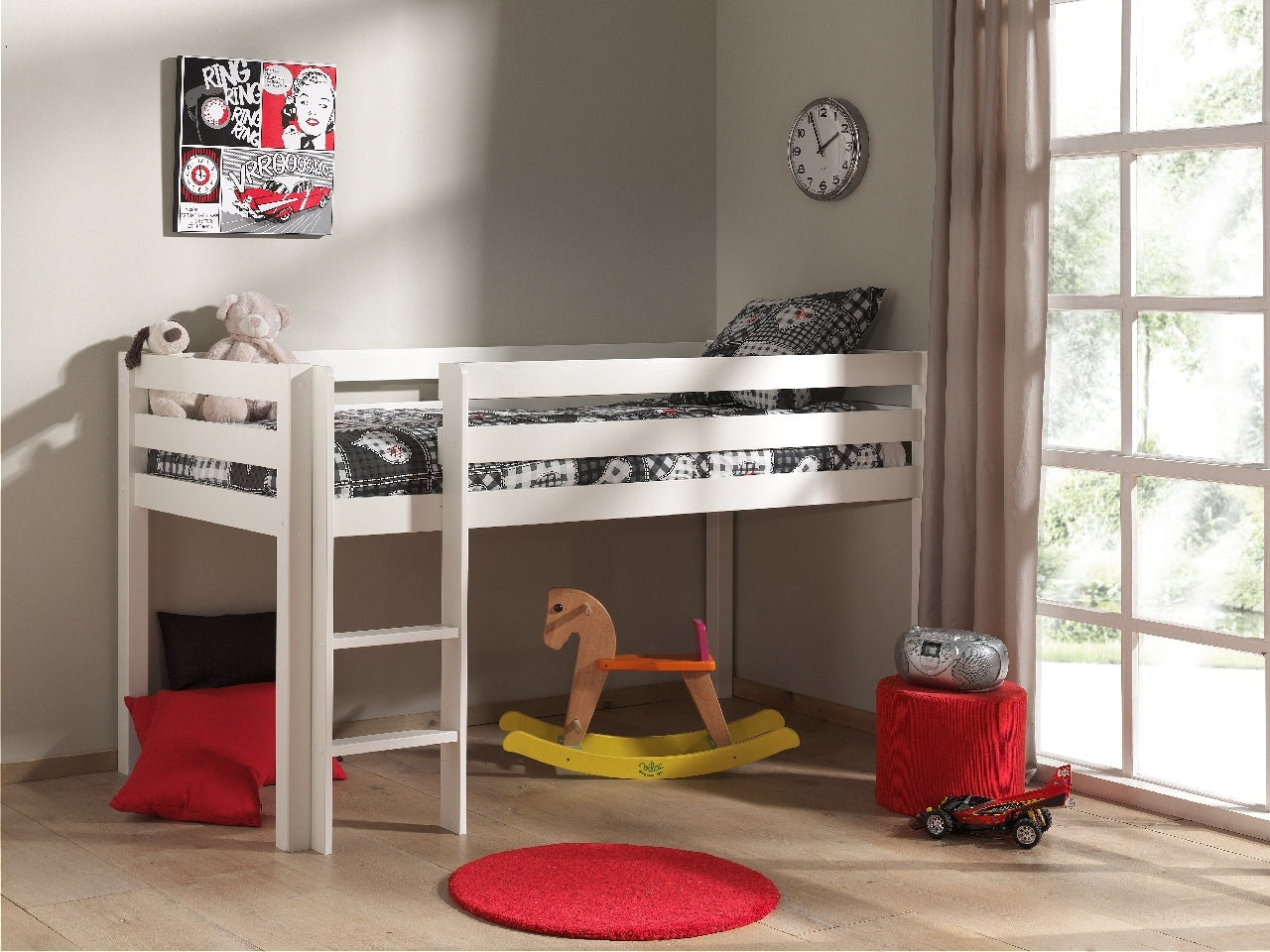 Vipack Pino Mid Sleeper Kids Bed - White
