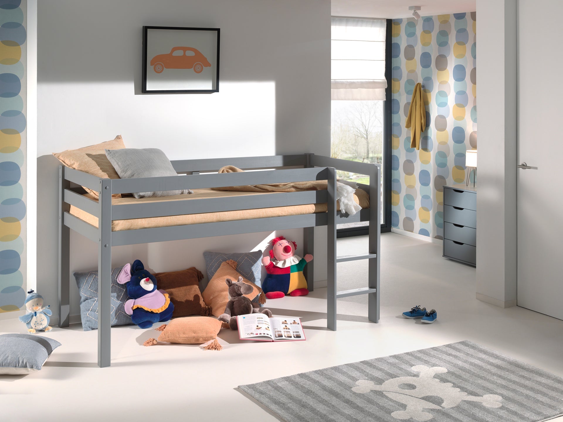 Vipack Pino Mid Sleeper Kids Bed - Grey