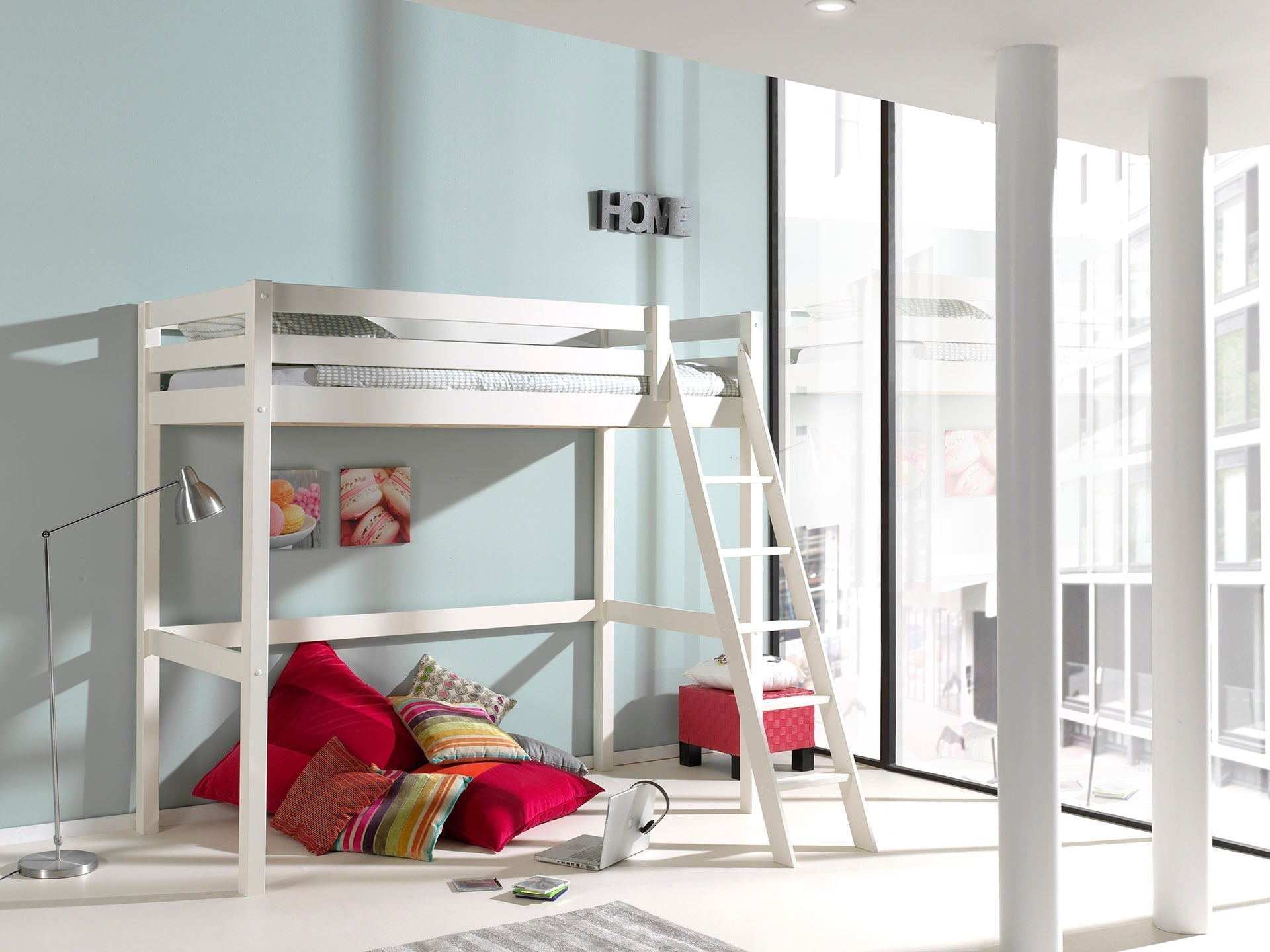 Vipack Pino Mezzanine High Sleeper Bed - White