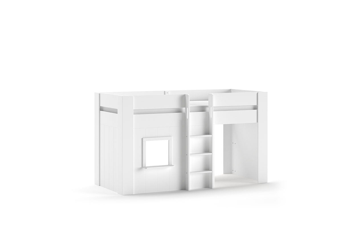 Vipack Reno Mid Sleeper Kids Bed with Play Den - White