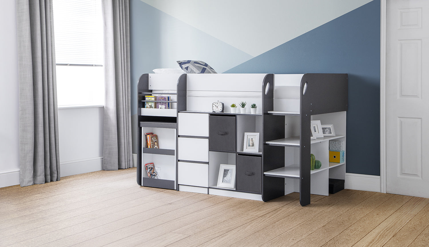 Julian Bowen Saturn Midsleeper Bed - Grey & White