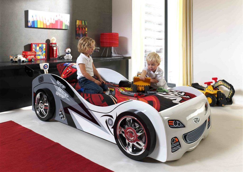 Vipack Brap Brap Kids Car Single Bed - White