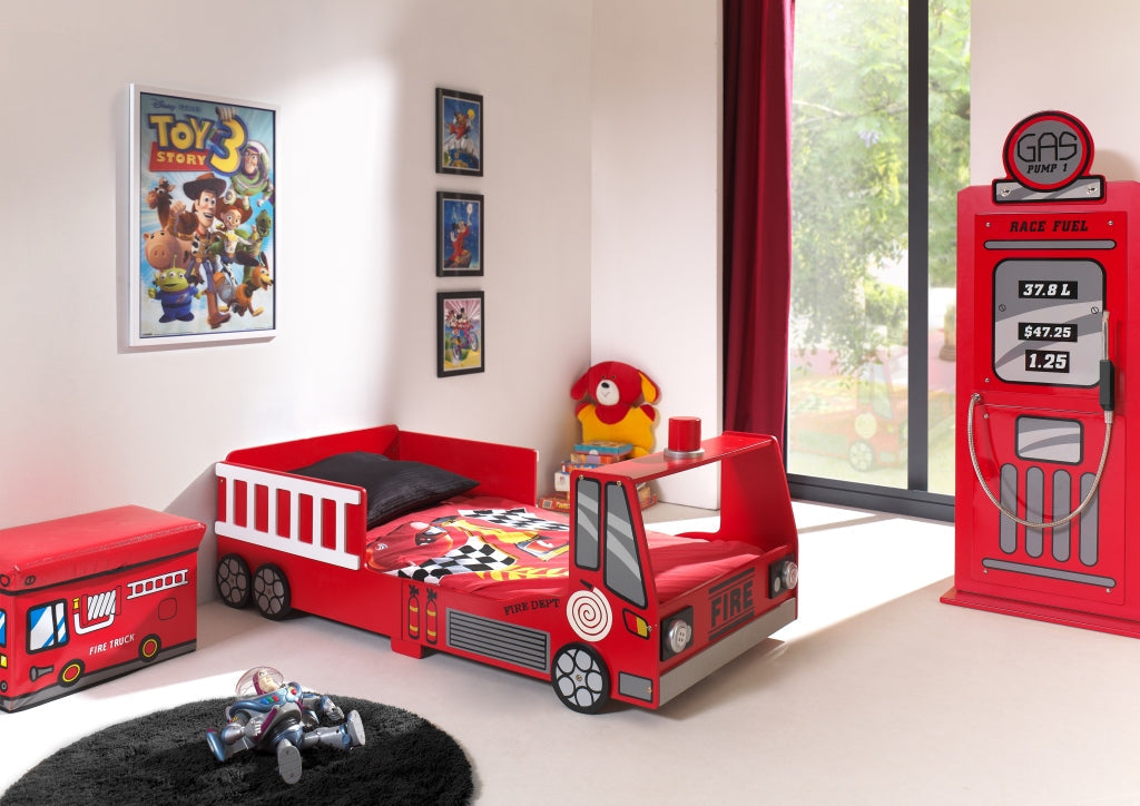Vipack Toddlers Fire Truck With Gas Pump Cupboard - Red