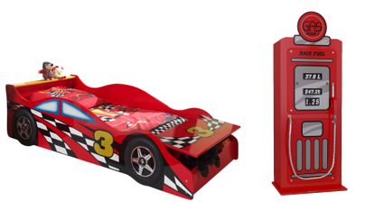 Vipack Junior Racers Car Bed With Gas Pump Cupboard - Red
