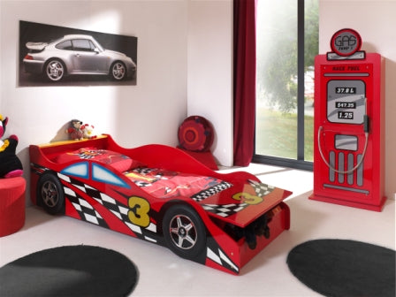 Vipack Junior Racers Car Bed With Gas Pump Cupboard - Red