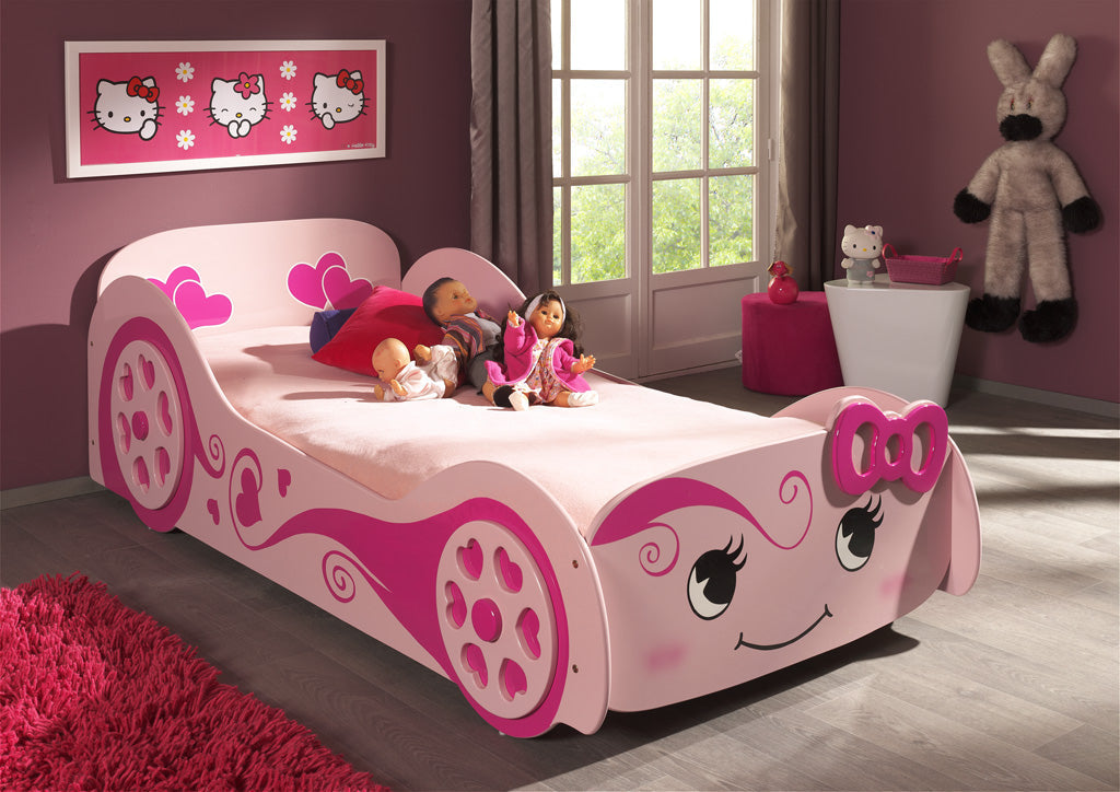 Vipack Pinky Love Car Kid Single Bed - Pink