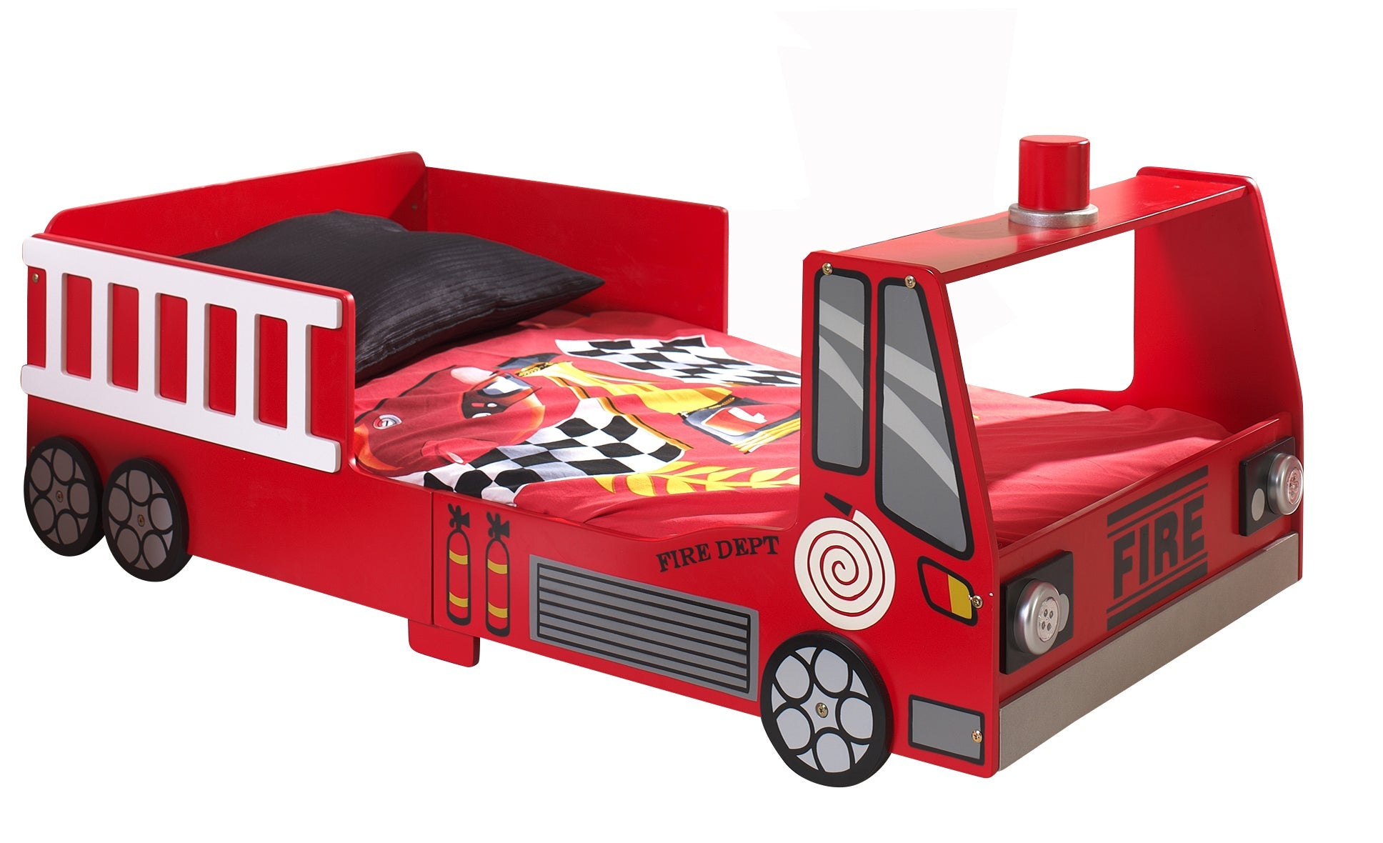 Vipack Toddlers Fire Truck With Gas Pump Cupboard - Red