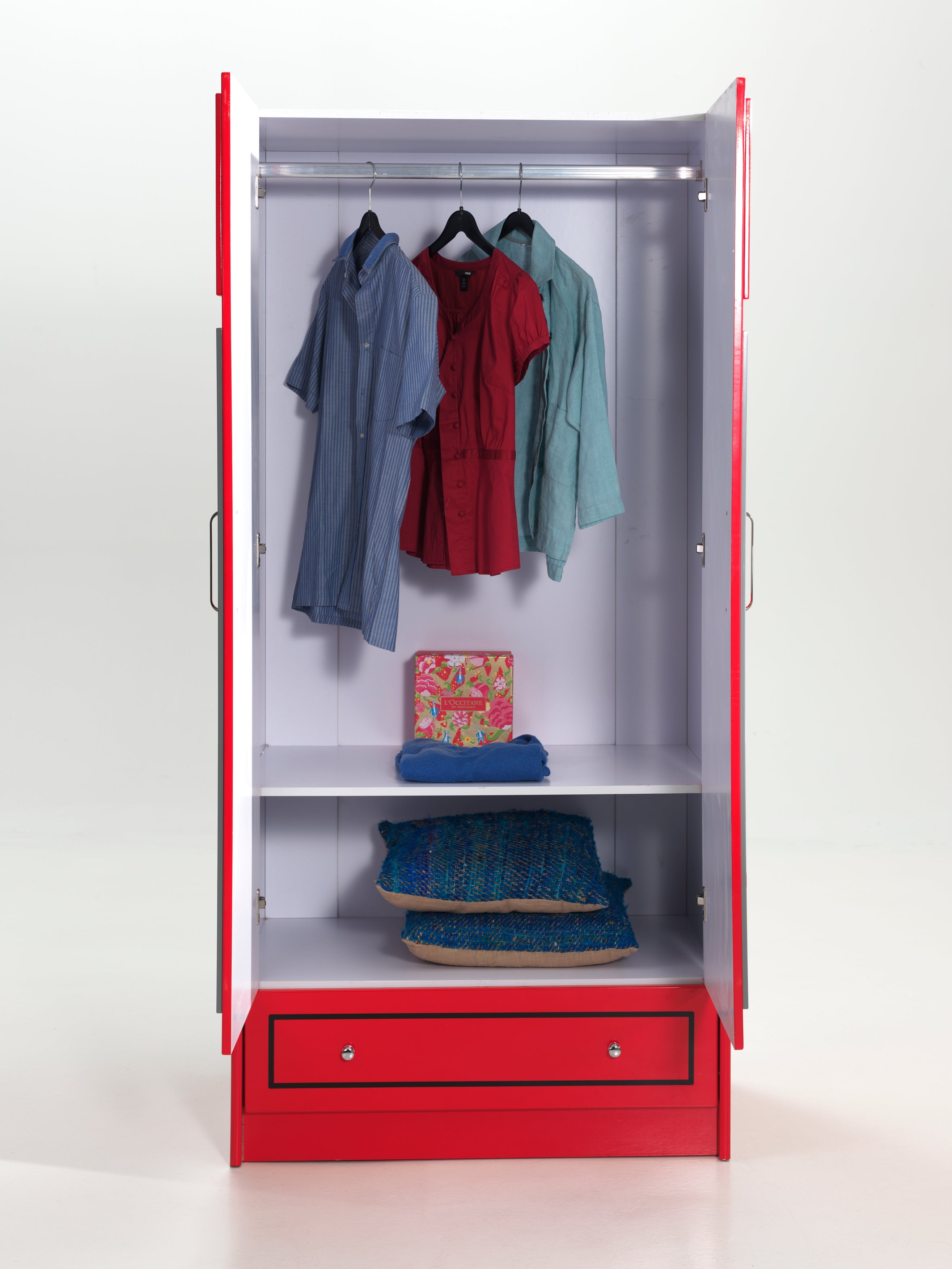 Vipack London Bus Kids Bunk Bed With Phone Box Wardrobe- Red