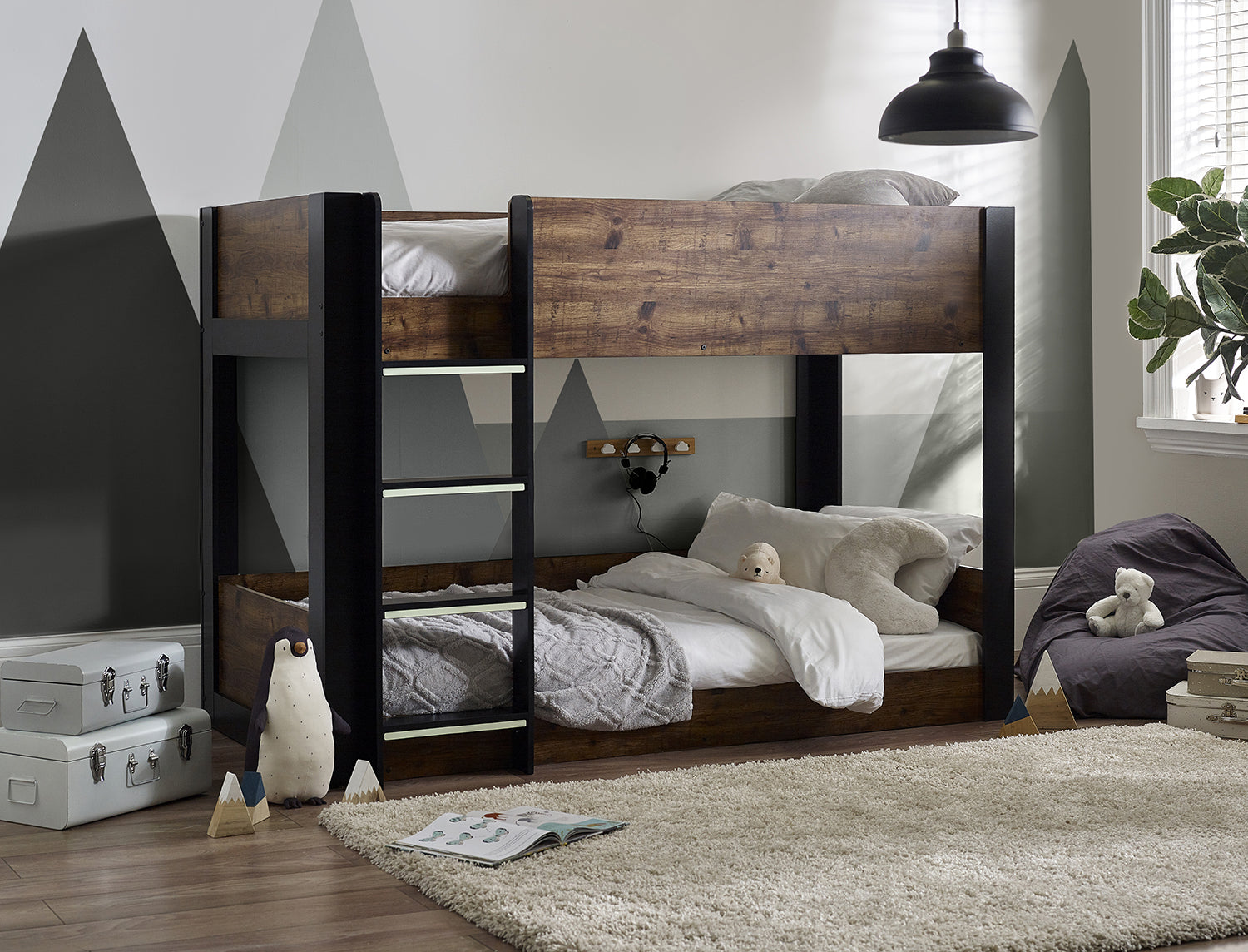 Julian Bowen Solomon Bunk Bed - Rustic And Black