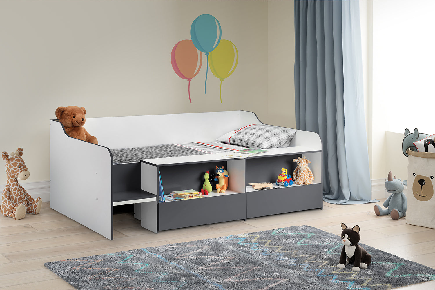 Julian Bowen Stella Low Sleeper Bed - Charcoal Grey & White