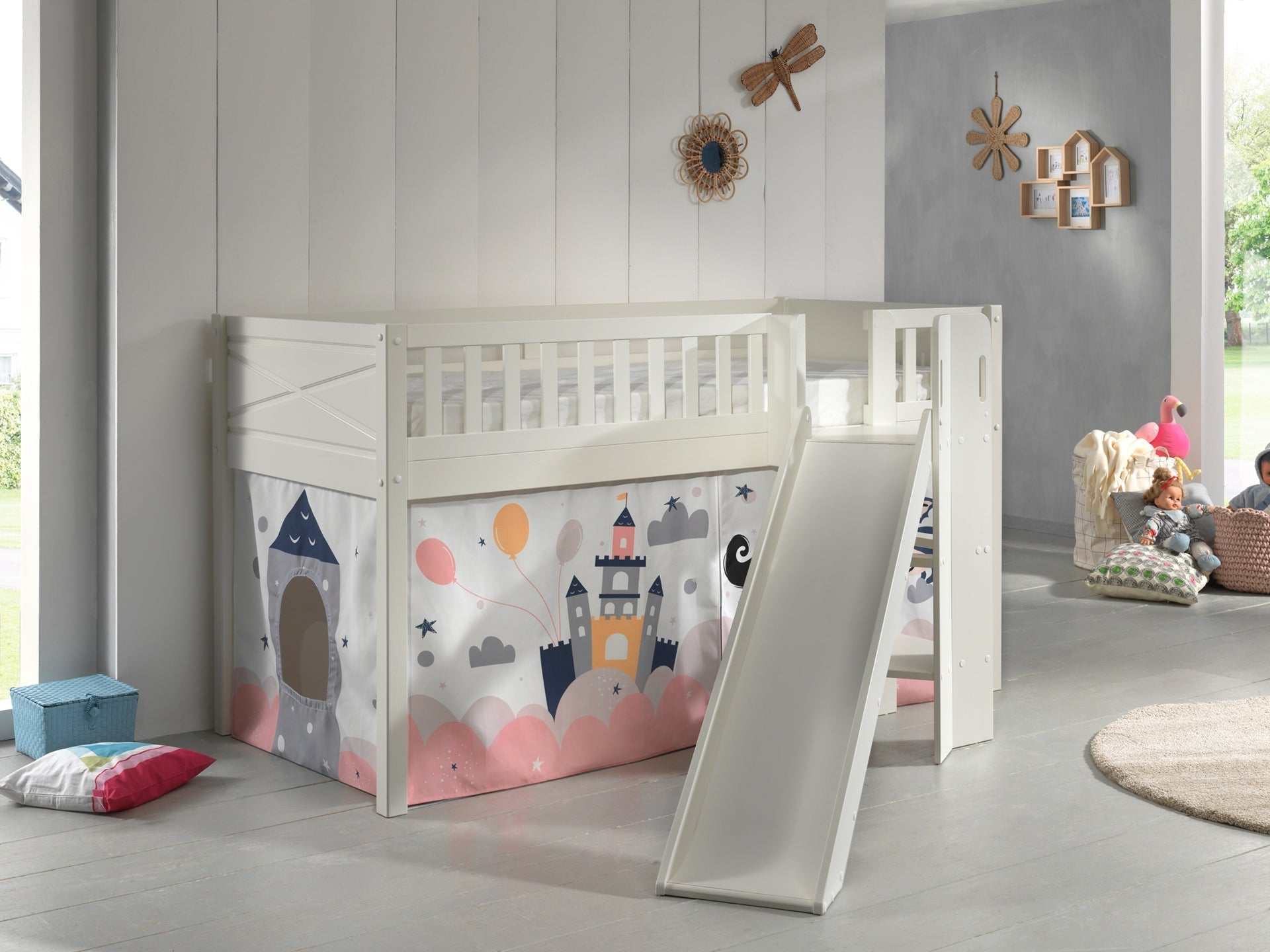 Vipack Scott Mid Sleeper Kids Bed with Slide - White