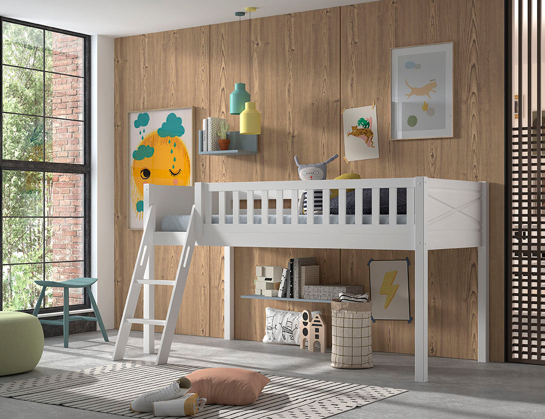 Vipack Scott Mid Sleeper with Ladder - White