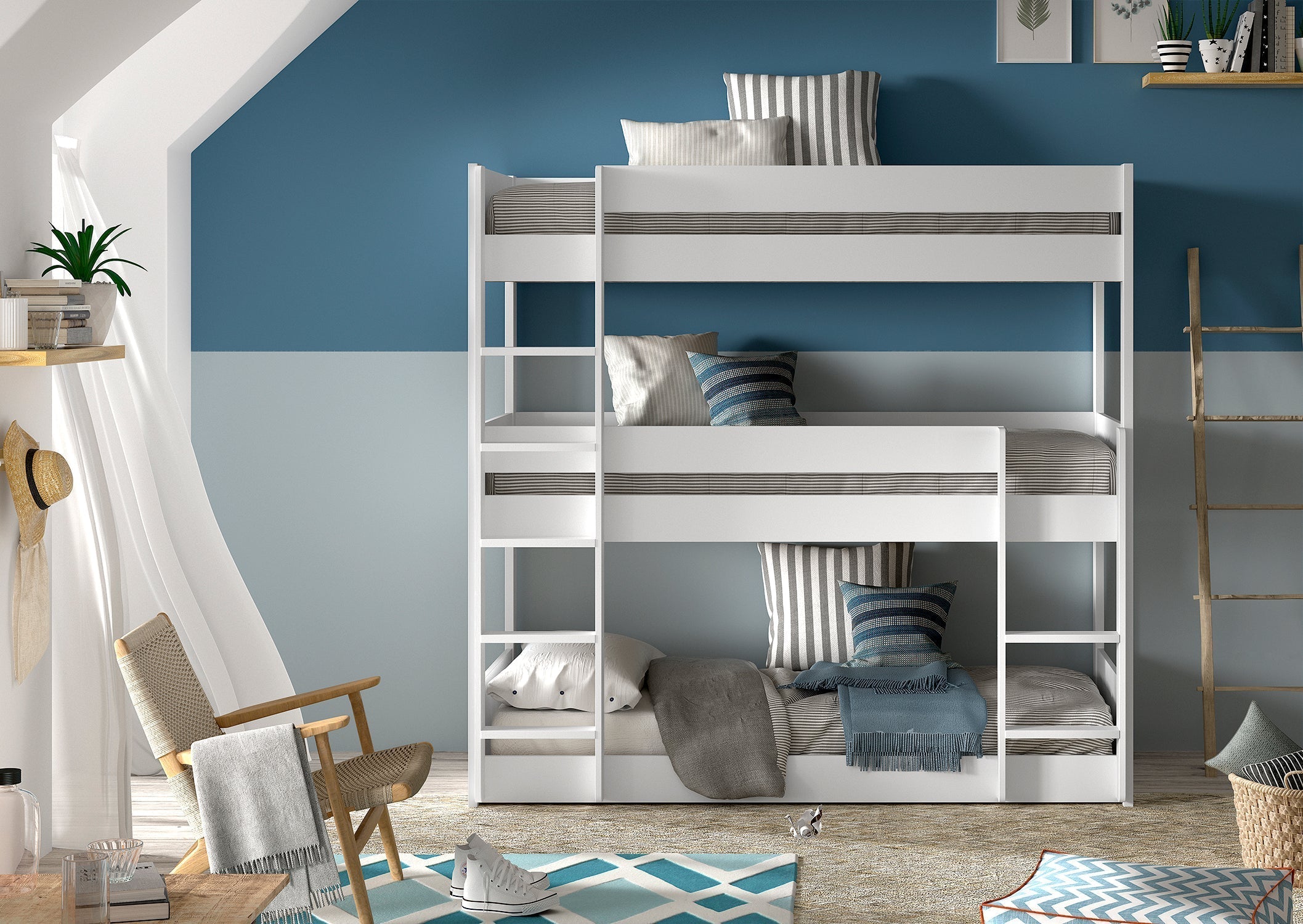 Vipack Scott Triple Bunk Bed - White
