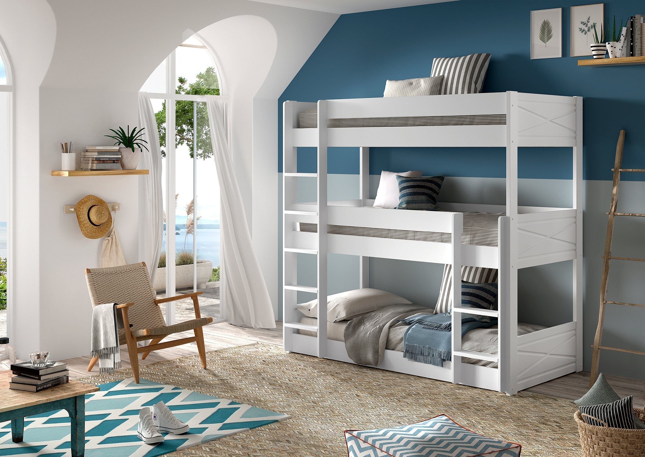 Vipack Scott Triple Bunk Bed - White