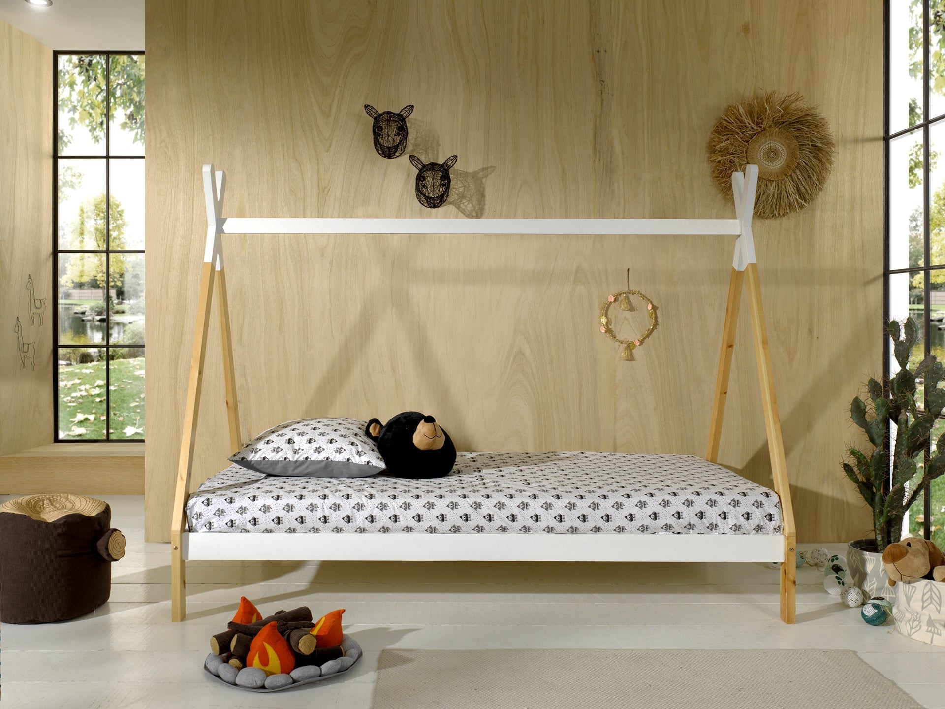 Vipack Tipi LP Kids Bed - Natural & White