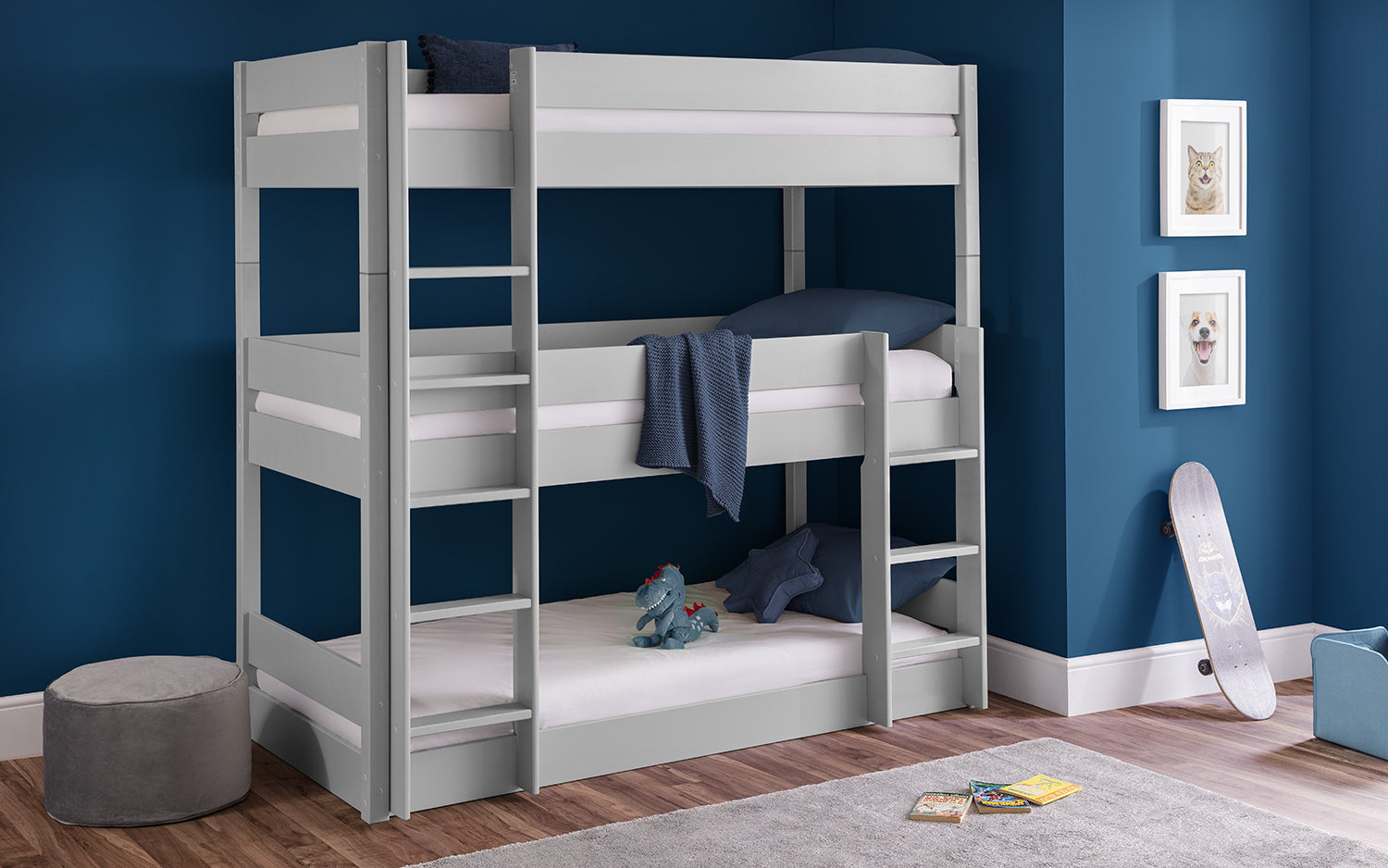 Julian Bowen Trio Bunk Bed - Light Grey